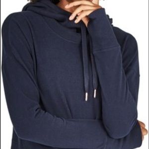 Sweaty Betty Navy Cropped Hoodie with Rose Gold Hardware, Small